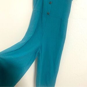 Art Class Girls Teal/Blue Vertical Striped Romper Size Medium (7/8)